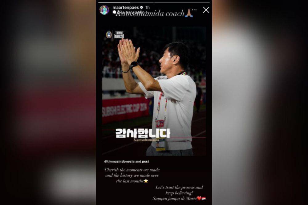 Unggahan Maarten Paes setelah Shin Tae Yong dipecat oleh PSSI (Instagram.com/maartenpaes)