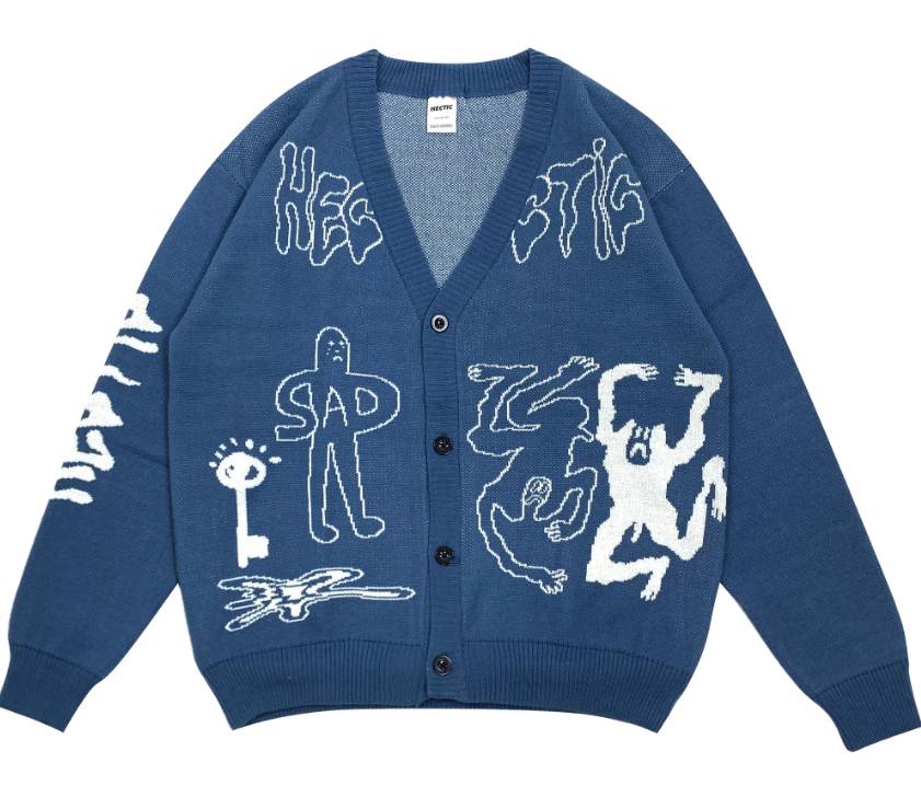 Hectic Cardigan Blue Knitwear Corsvia (shopee.co.id/HECTIC STORE')