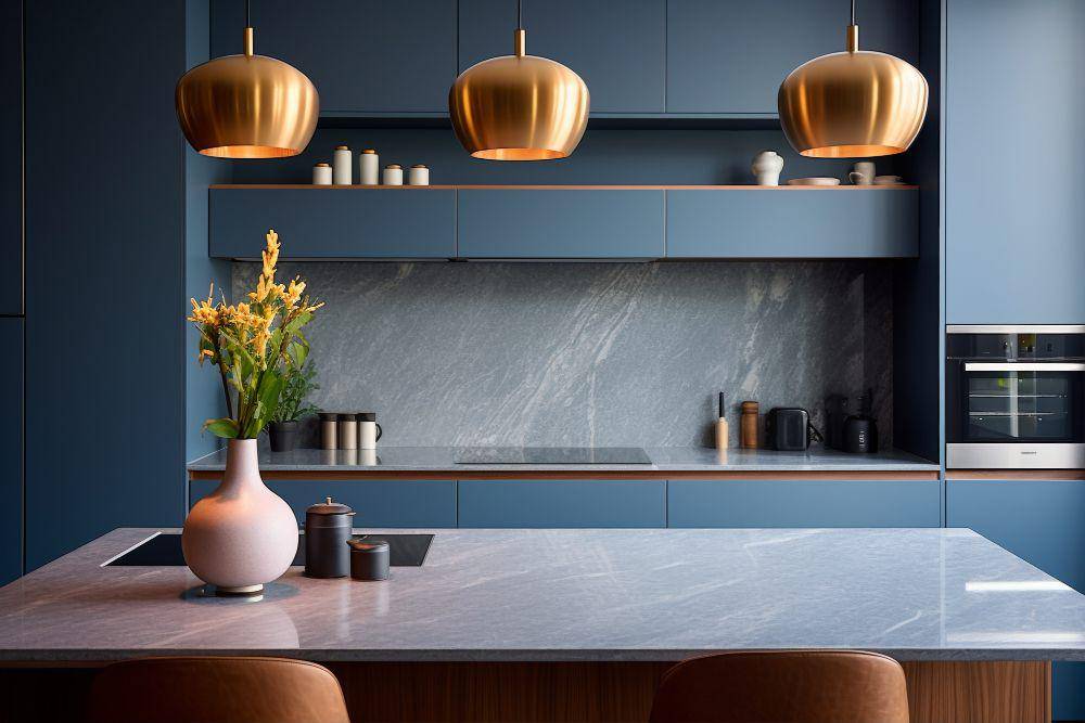 ilustrasi warna dark blue pada dapur menambah kesan dramatis dan berani (freepix.com/Freepix)