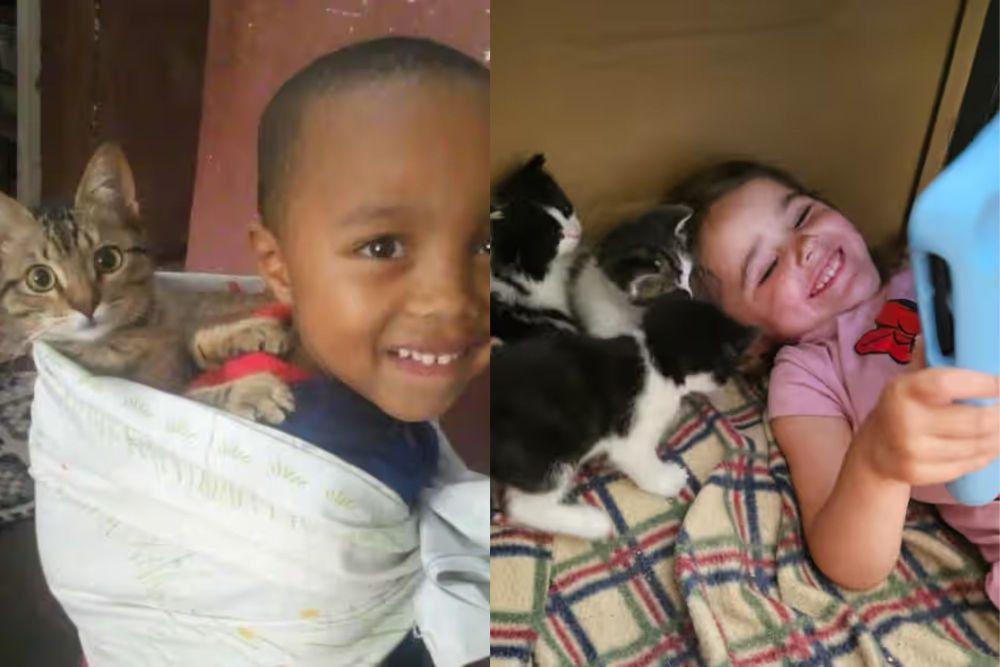 7 Potret Anak Kecil Ngasuh Kucing, kok Betah?