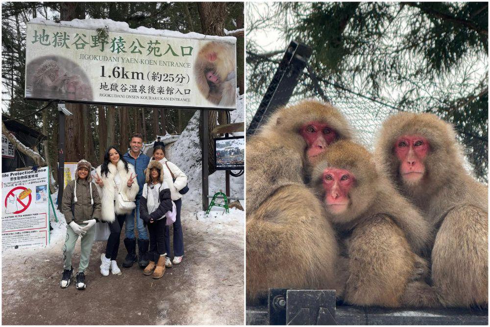 9 Potret Indah Kalalo Ajak Keluarga ke Taman Monyet di Jepang