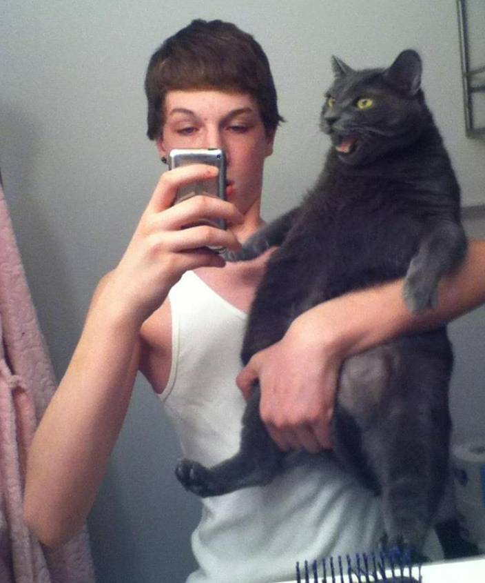 foto lucu kucing gendut di depan cermin (imgur.com/deleted)