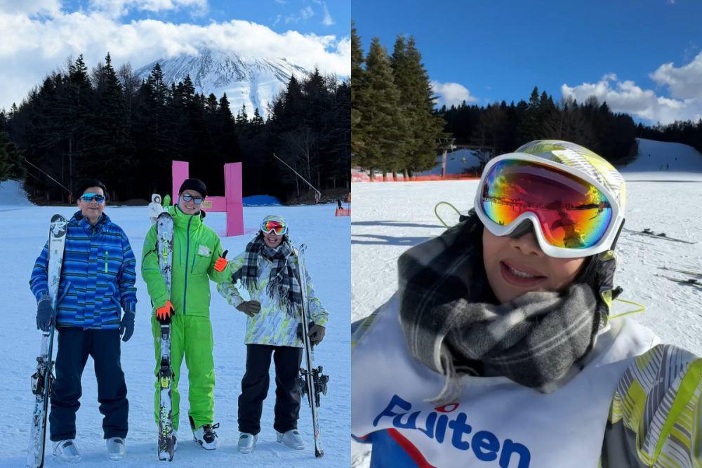 7 Potret Dewi Gita Belajar Ski di Jepang, Mendingan Belanja?