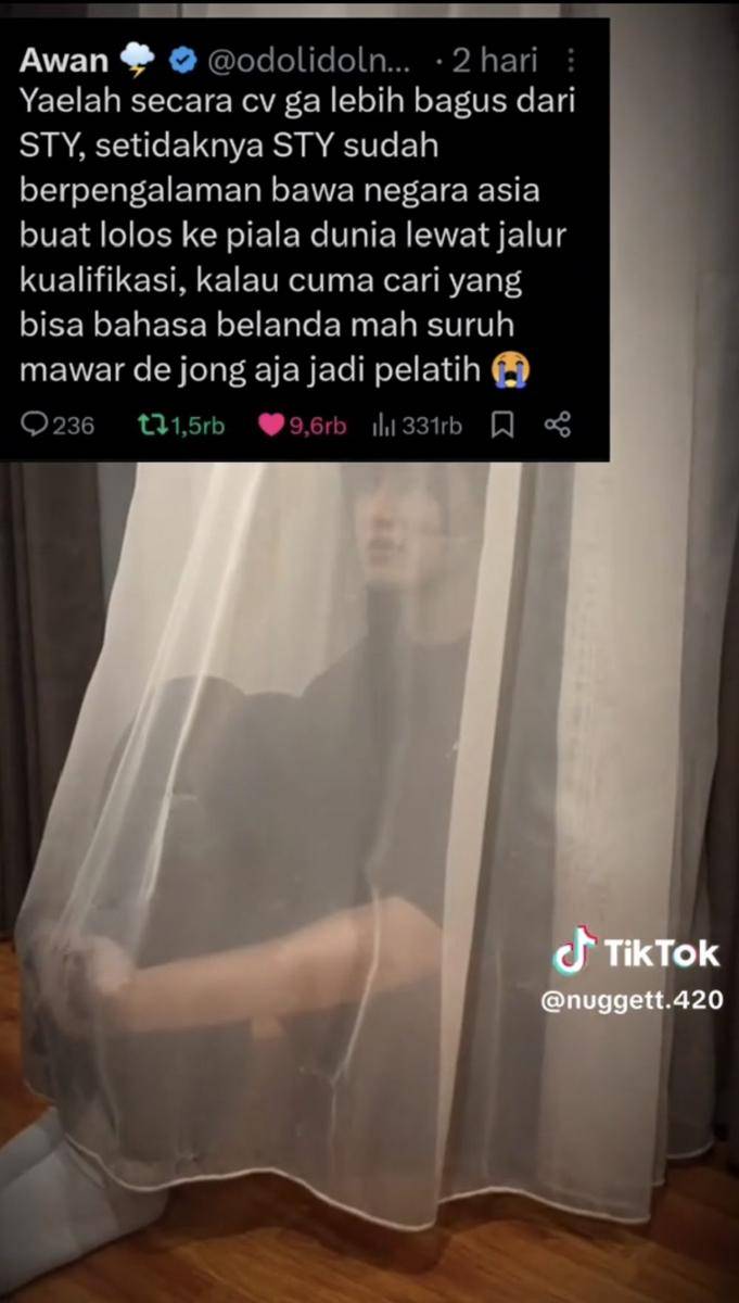 Mawar Eva respon jadi pengganti STY (tiktok.com/nuggett.420)