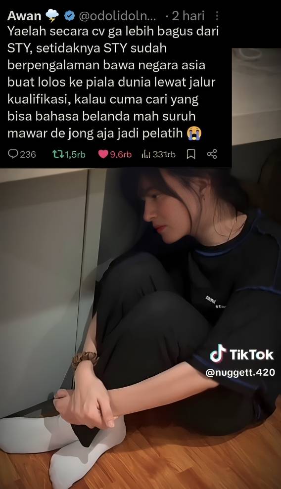 Mawar Eva respon jadi pengganti STY (tiktok.com/nuggett.420)