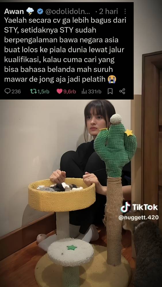 Mawar Eva respon jadi pengganti STY (tiktok.com/nuggett.420)