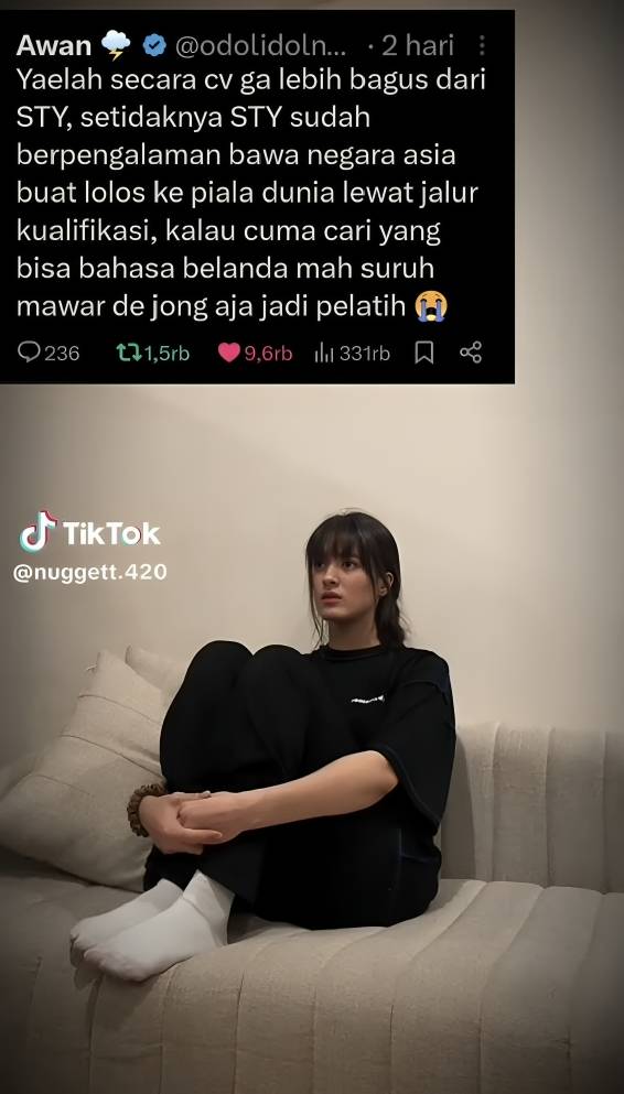 Mawar Eva respon jadi pengganti STY (tiktok.com/nuggett.420)