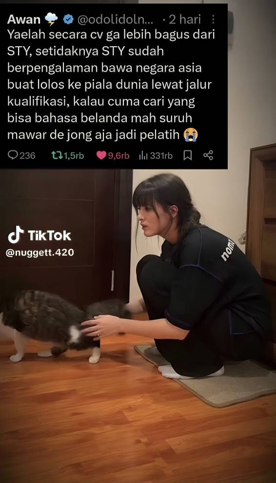 Mawar Eva respon jadi pengganti STY (tiktok.com/nuggett.420)
