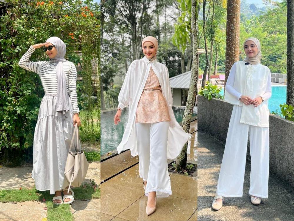 7 Ide OOTD Hijab Nuansa Putih ala Nabila Ishma, so Classy!
