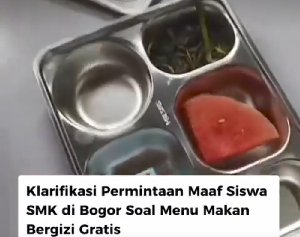 Ompreng MBG yang kurang lauk dan nasi dalam video viral diduga siswa SMKN 1 Kota Bogor. (akun X @AbdulRachimmks).