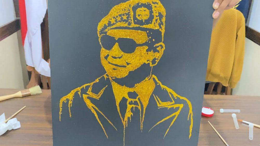 Lukisan potret Presiden Prabowo karya Deni (Foto: Lapas Suliki)