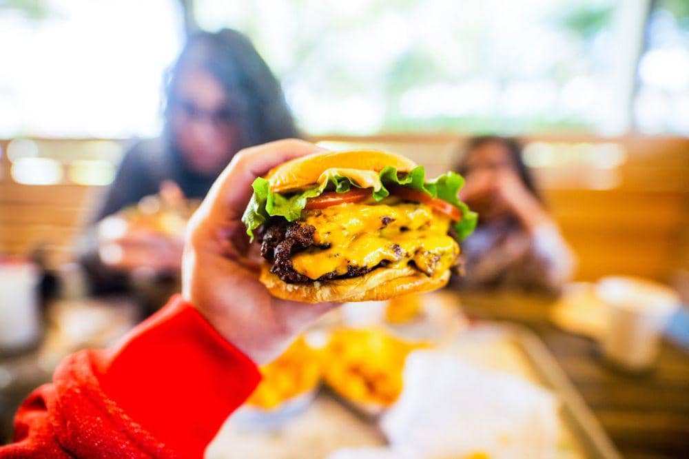 ilustrasi makan burger fast food