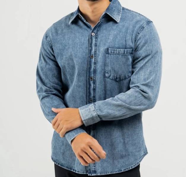 Zaemerci Kemeja Denim Cotton Akasa Lengan Panjang Pria (shopee.co.id/Zaemerci Official Shop)