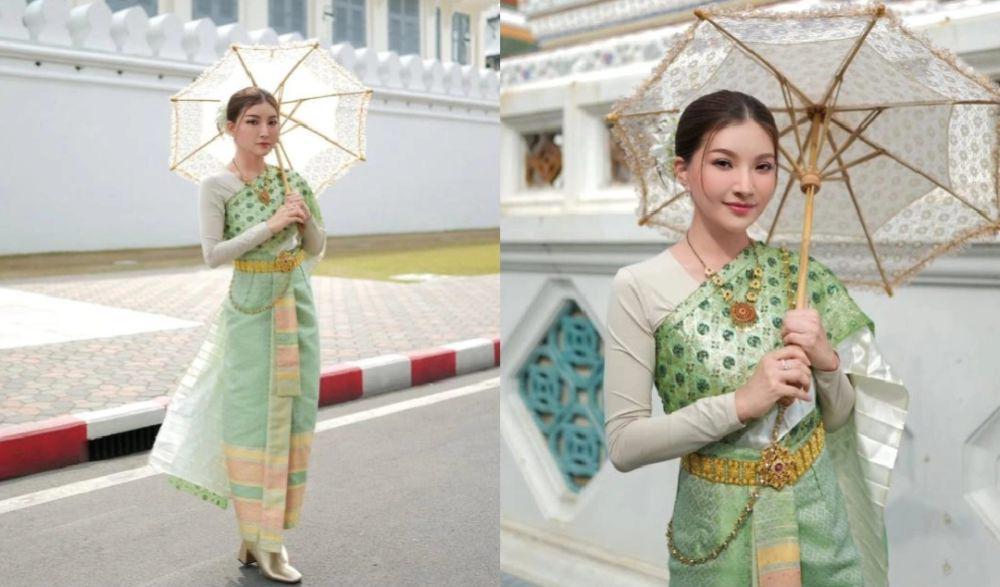 7 Potret Sarwendah Pakai Baju Tradisional Thailand di Wat Arun