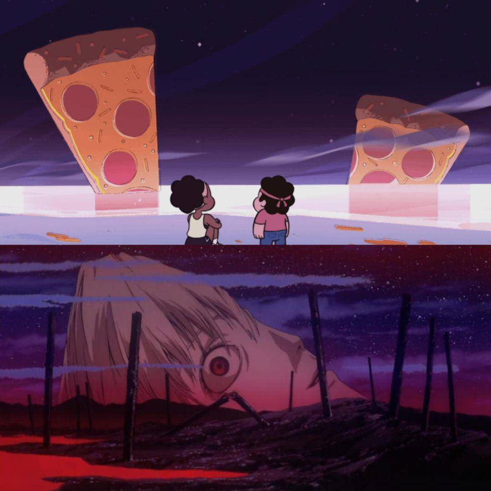 adegan dalam serial Steven Universe dan film The End of Evangelion. (dok. Cartoon Network Studios/Steven Universe | dok. Gainax/The End of Evangelion)