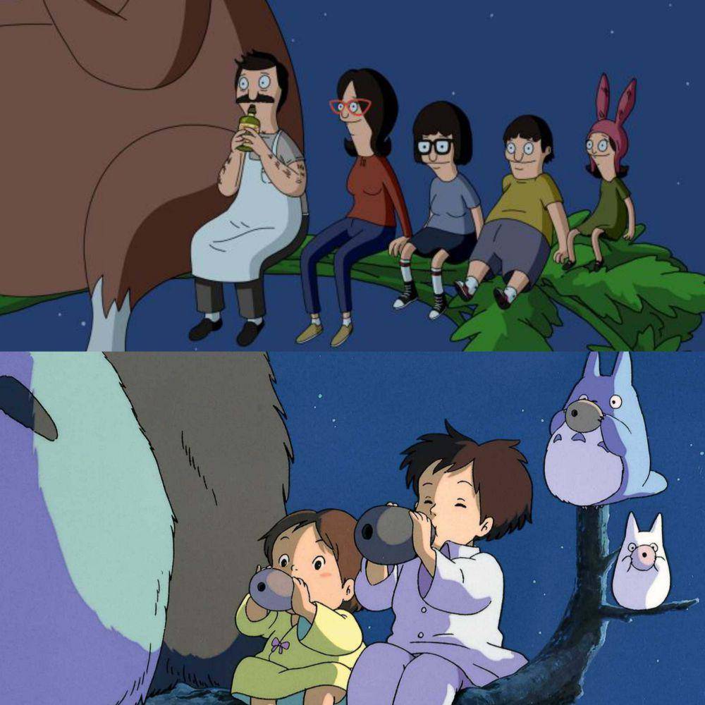 adegan dalam serial Bob's Burgers dan film My Neighbor Totoro. (dok. 20th Century Television/Bob's Burgers | dok. Studio Ghibli/My Neighbor Totoro)
