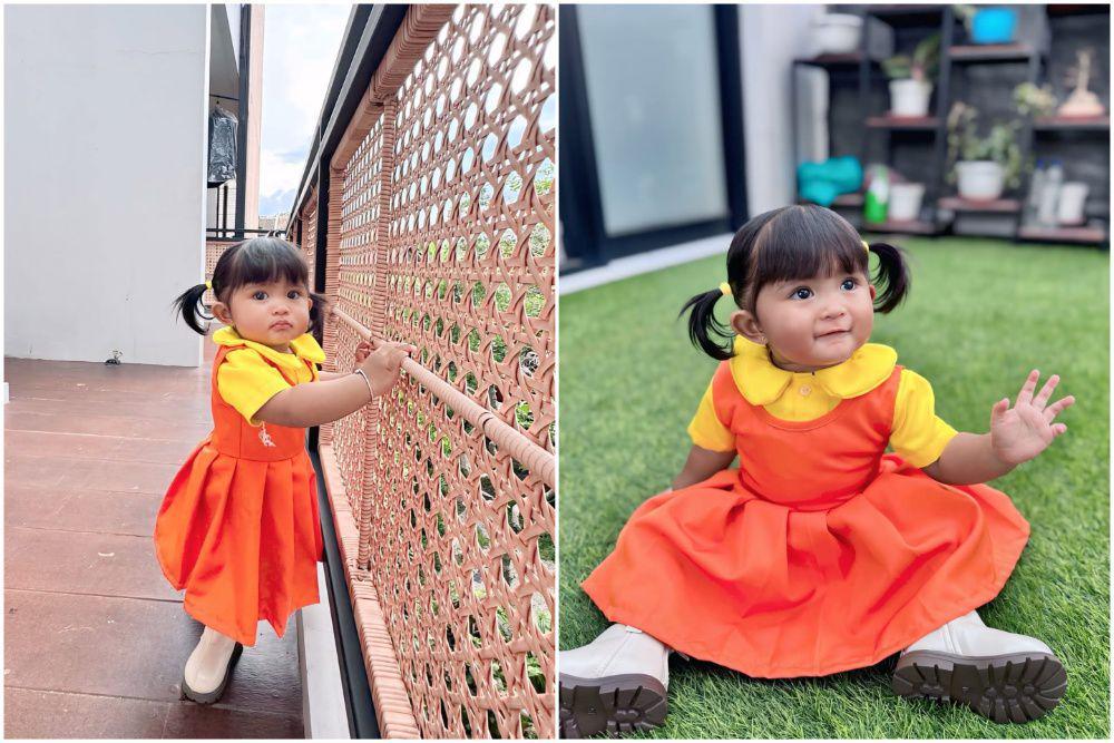 7 Potret Cunda Anak Denny Caknan Cosplay Jadi Boneka Squid Game, Gemas