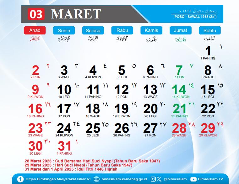 kalender Hijriah 2025 (dok. Aceh Kemenag)