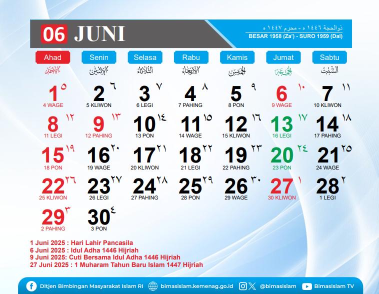kalender Hijriah 2025 (dok. Aceh Kemenag)