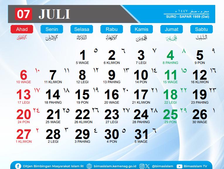 kalender Hijriah 2025 (dok. Aceh Kemenag)