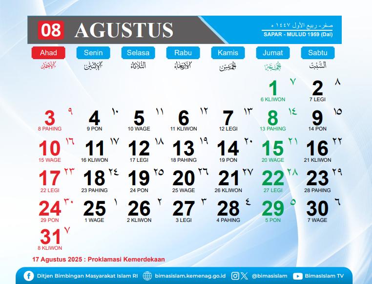 kalender Hijriah 2025 (dok. Aceh Kemenag)