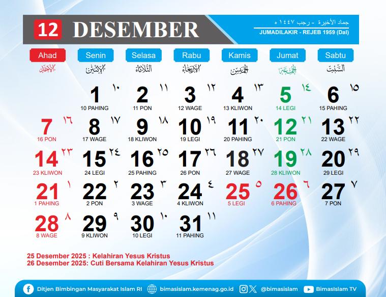 kalender Hijriah 2025 (dok. Aceh Kemenag)