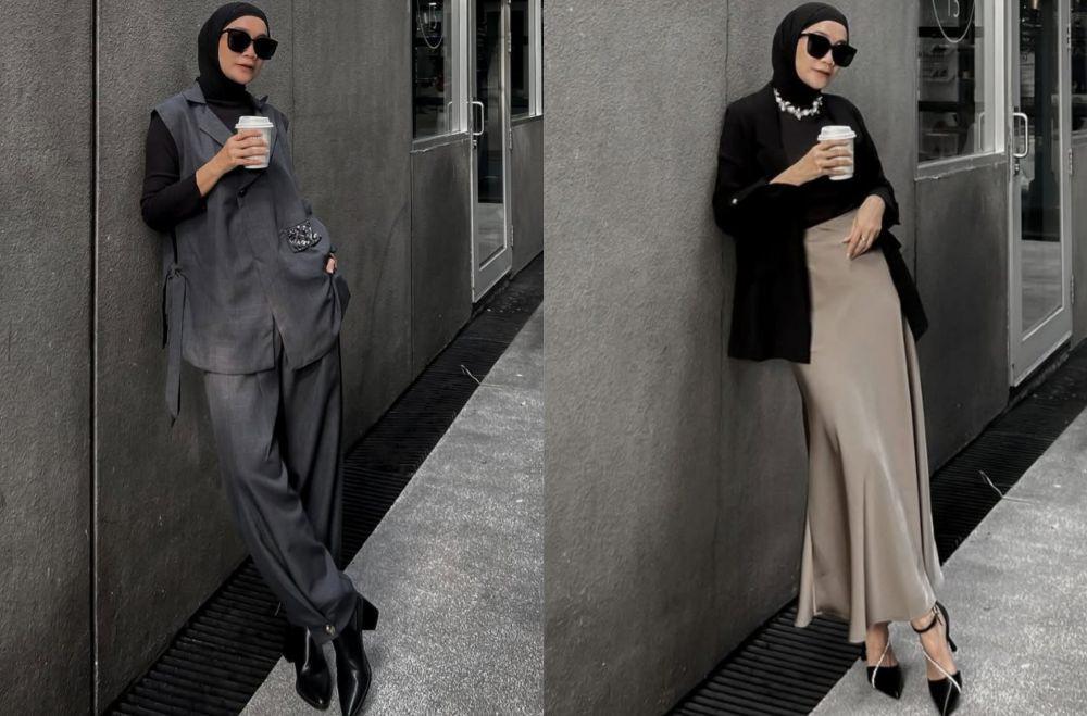 9 Ide Outfit Hijab Corporate Girl ala Uwie Mariska, Super Stylish!