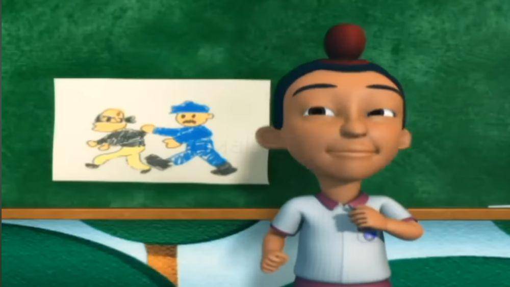 Jarjit di depan kelas (youtube.com/Les' Copaque Production)