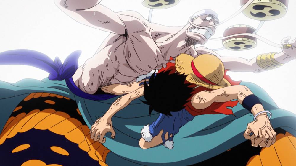 Luffy mengalahkan Enel. (dok. Toei Animation/One Piece)