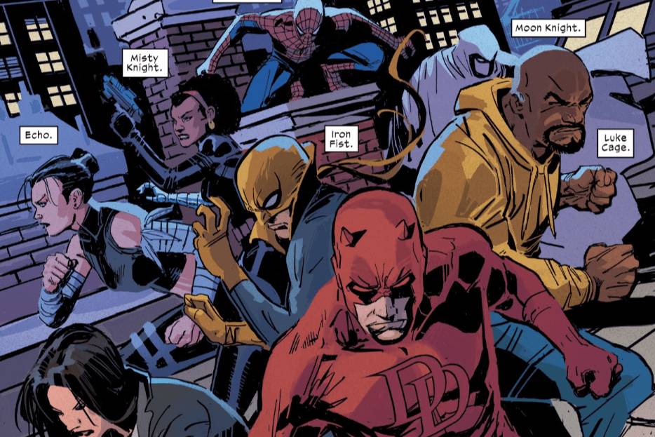 para superhero jalanan bersatu untuk menjatuhkan Kingpin (dok. Marvel Comics/Daredevil)