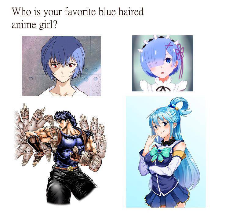 meme karakter anime rambut biru (reddit.com/user/Anselthewizard)