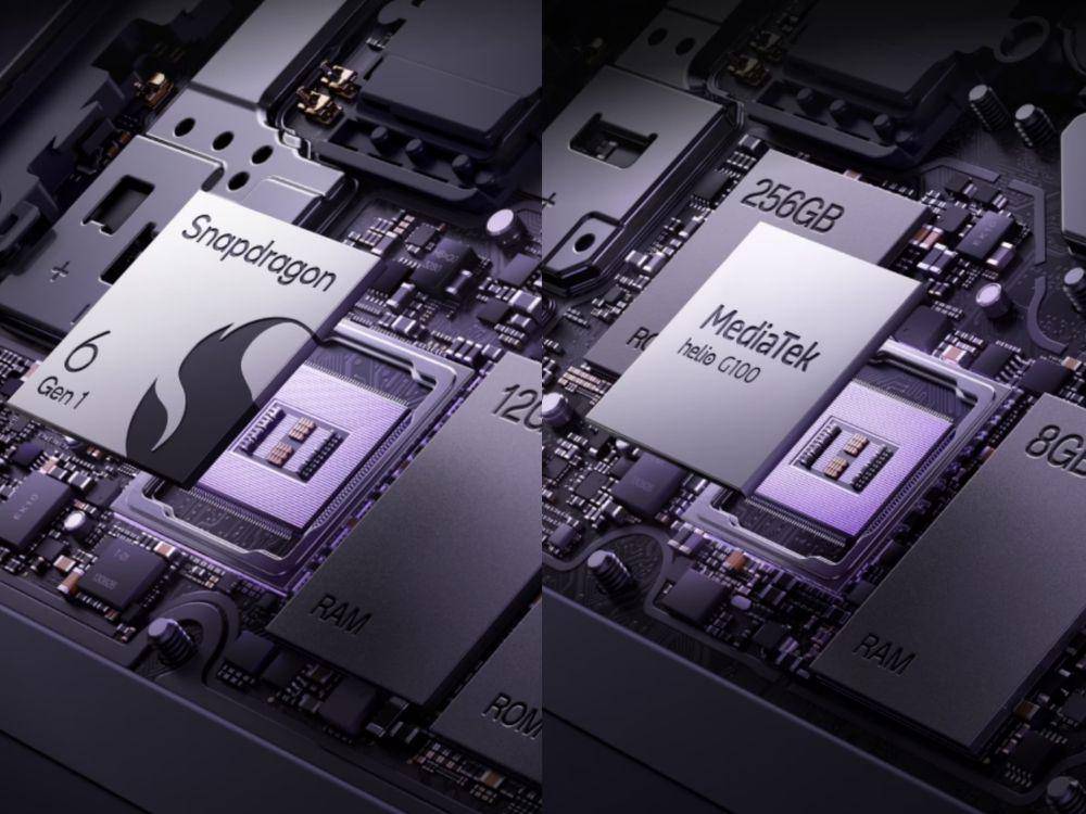 Snapdragon 6 Gen 1 (oppo.com) | MediaTek Helio G100 (oppo.com)