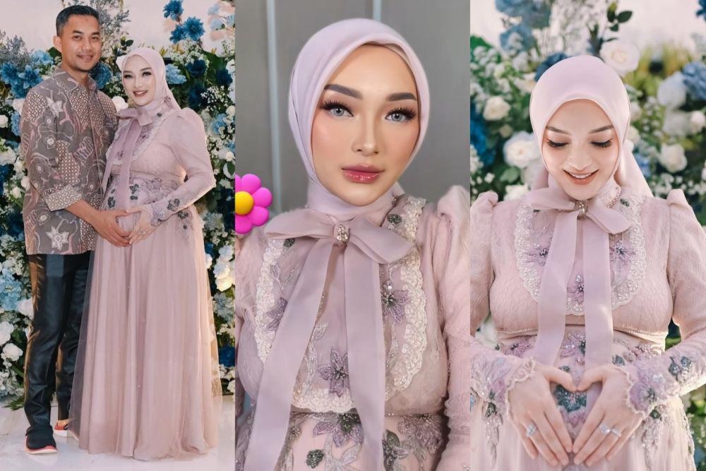 9 Gaya Busana dan Makeup Tasyakuran 7 Bulanan Zaskia Gotik, Anggun!