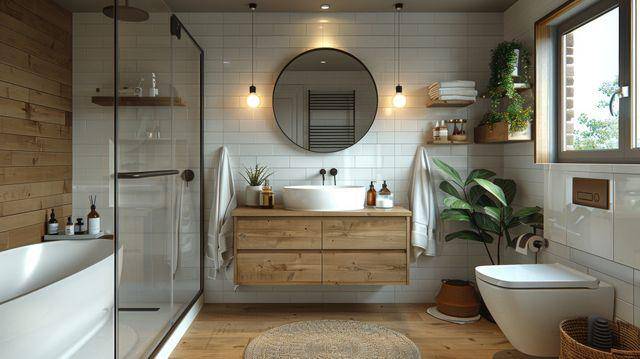 ilustrasi kamar mand rustic minimalis (vecteezy.com/yganko)