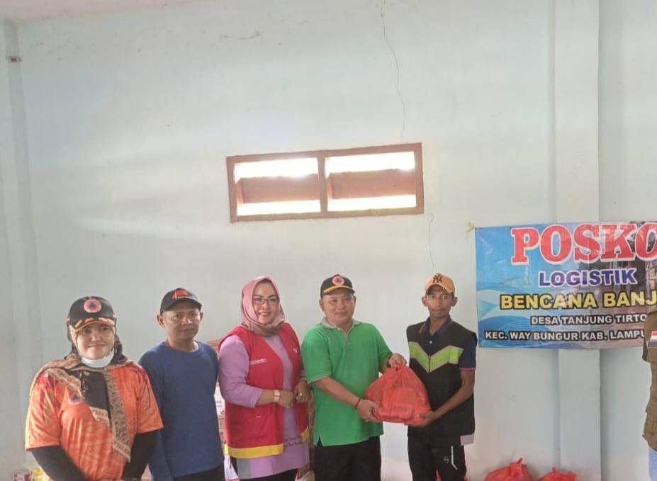 Penampakan banjir merendam sawah dan pemukiman warga di Lampung Timur. (Dok. BPBD Lampung Timur).