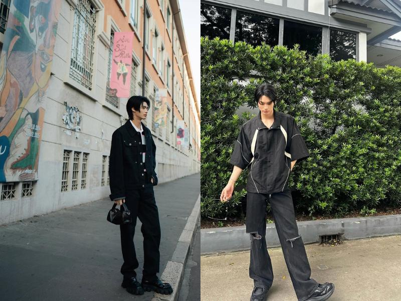 8 Inspirasi OOTD Nuansa Hitam ala Win Metawin, Tampil Charming!
