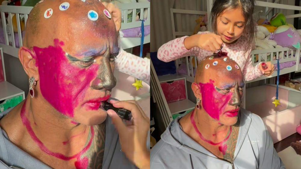 7 Momen Lucu Dwayne Johnson Mengasuh Anak, Pasrah Didandani