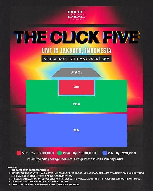 harga tiket konser The Click Five di Jakarta 2025 dan cara belinya (Instagram.com/banyakbagusentertainment)