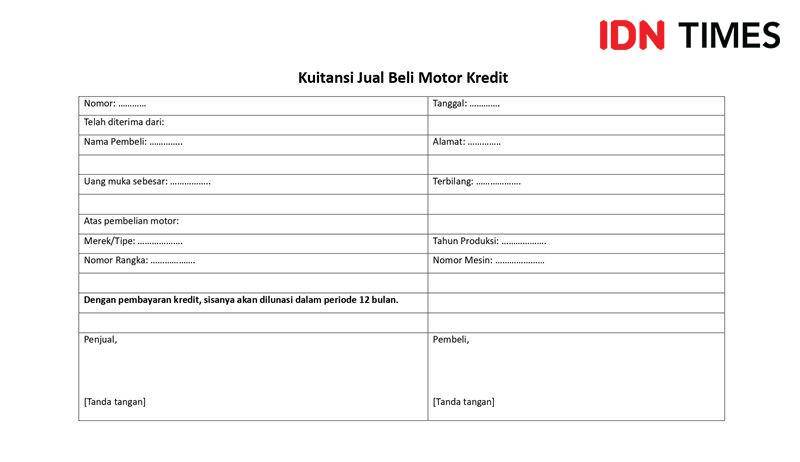 ilustrasi contoh kuitansi jual beli motor secara kredit (IDN Times/Uswatun Khasanah)