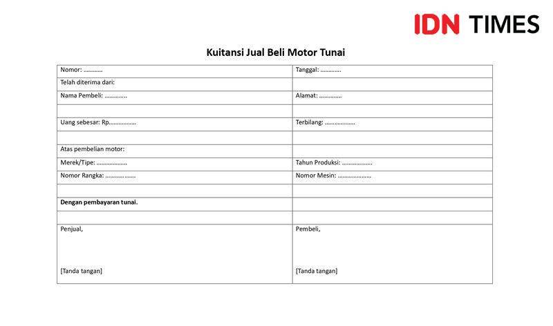ilustrasi contoh kuitansi jual beli motor secara tunai (IDN Times/Uswatun Khasanah)
