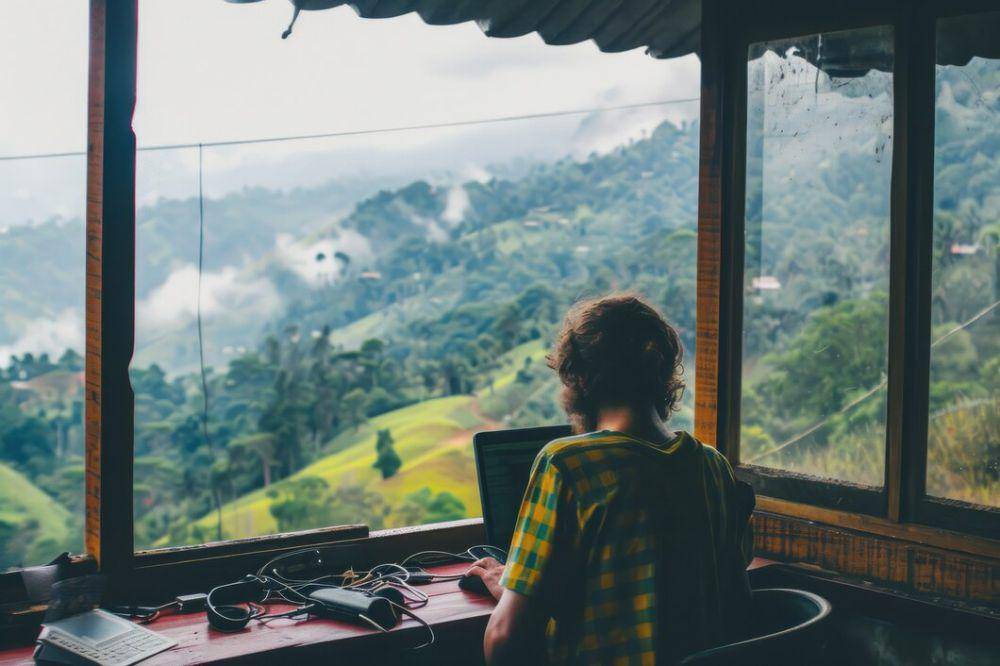 Ilustrasi kafe view pegunungan (freepik.com/freepik)