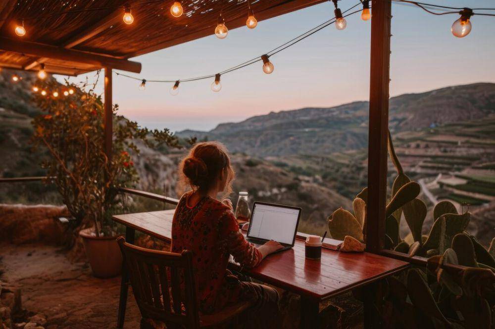 Ilustrasi kafe view gunung (freepik.com/freepik)