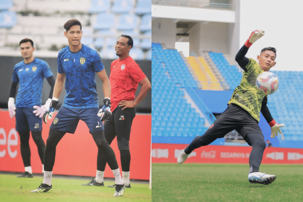 Kiper Terengganu FC, Rahadiazli Rahalim - Kiper PSM Makassar, Reza Arya Pratama (Kolase Berbagai Sumber)