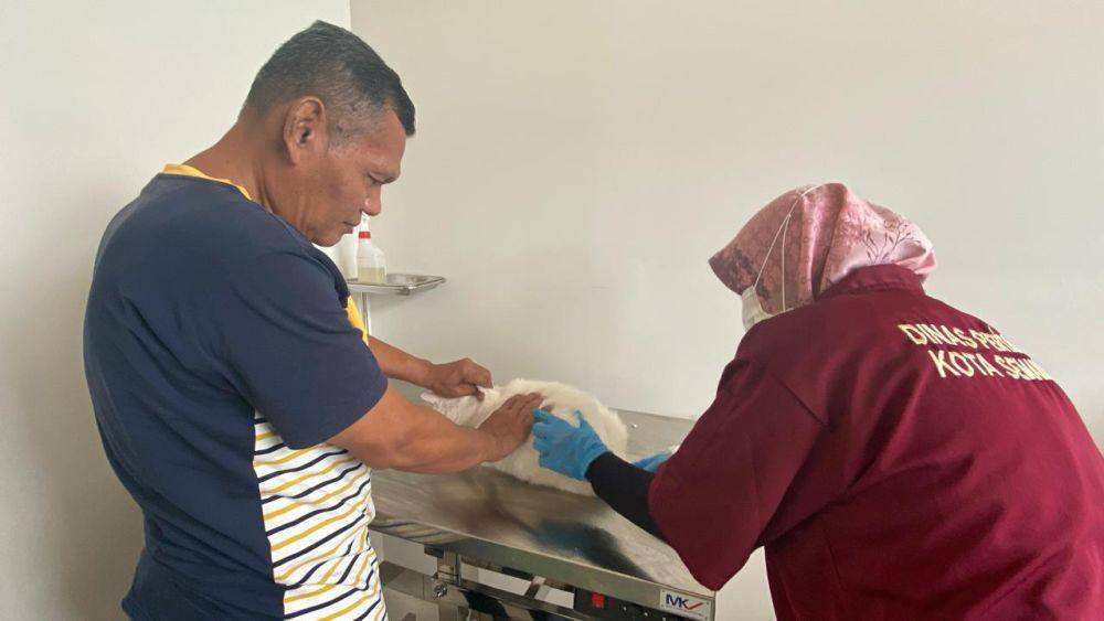 Seorang warga sedang memeriksakan hewan peliharaannya di klinik hewan milik Pemkot Semarang. (dok. Pemkot Semarang)