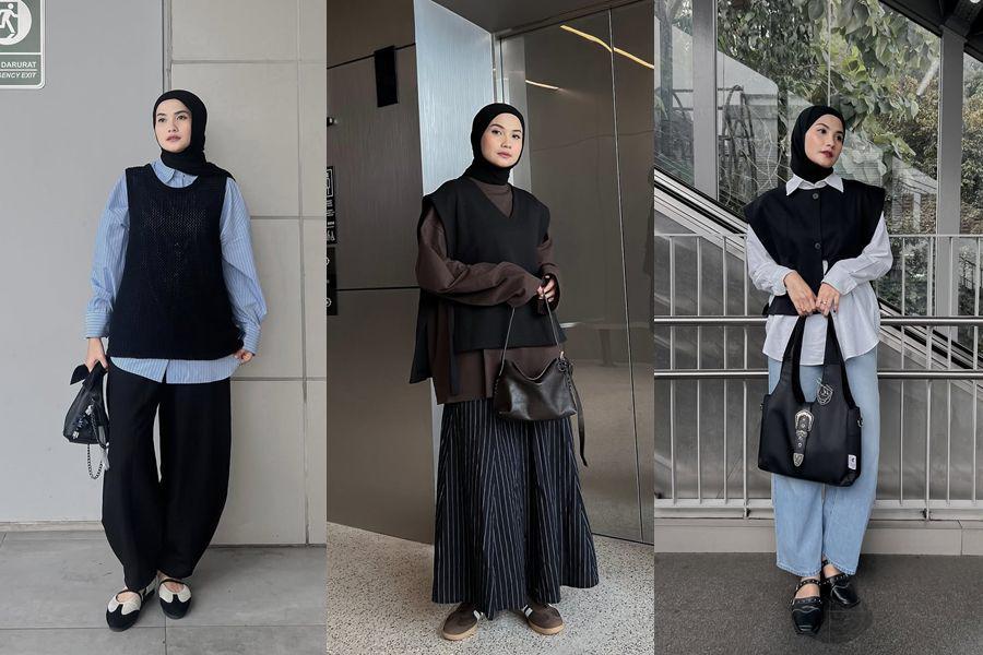 12 Mix and Match Vest Hitam ala Anggita Kusuma Dewi, Selalu Modis!