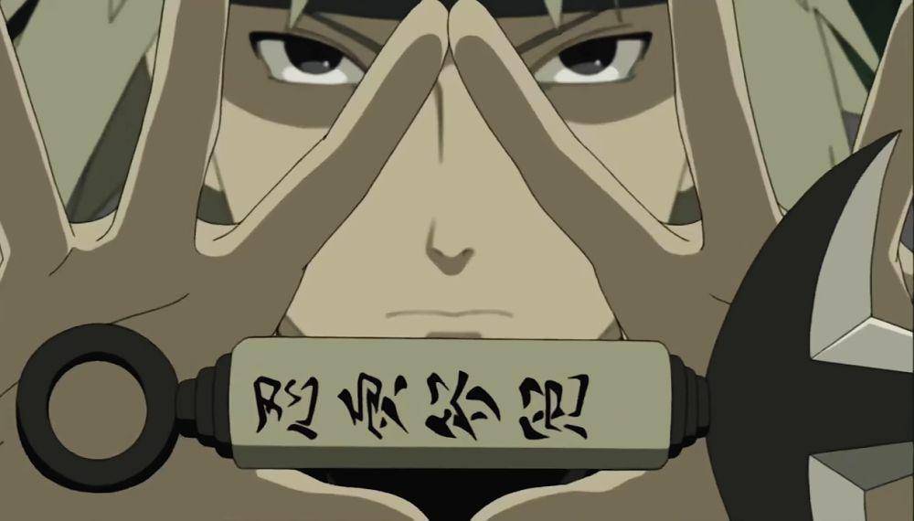 Minato melawan Bijuu Dama milik Kyuubi (dok.Pierrot/Naruto:Shippuden)