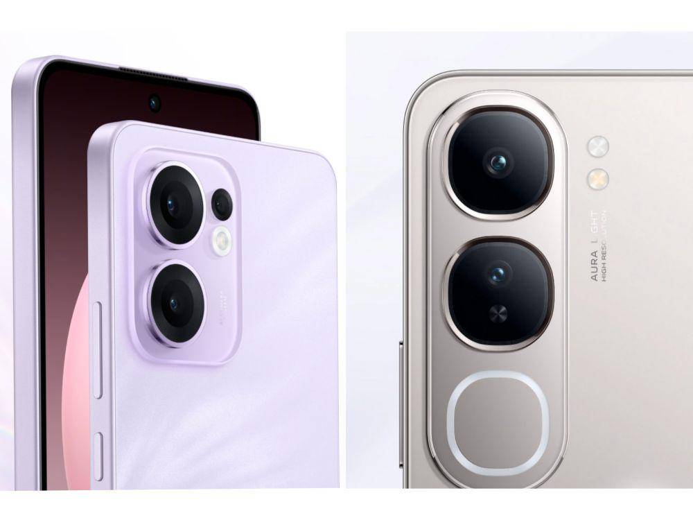 Desain Kamera OPPO Reno13 F di kiri (oppo.com) | Desain Kamera vivo V40 Lite di kanan (vivo.com)