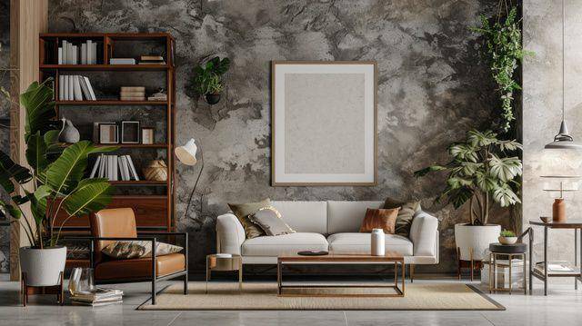 ide desain ruang keluarga minimalis rustic (vecteezy.com/gankogroup)
