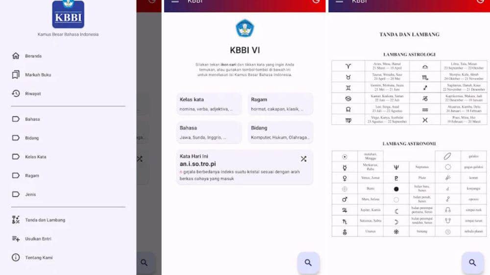 tampilan aplikasi KBBI V (dok. Google Play Store/Badan Bahasa, Kemendikbud))