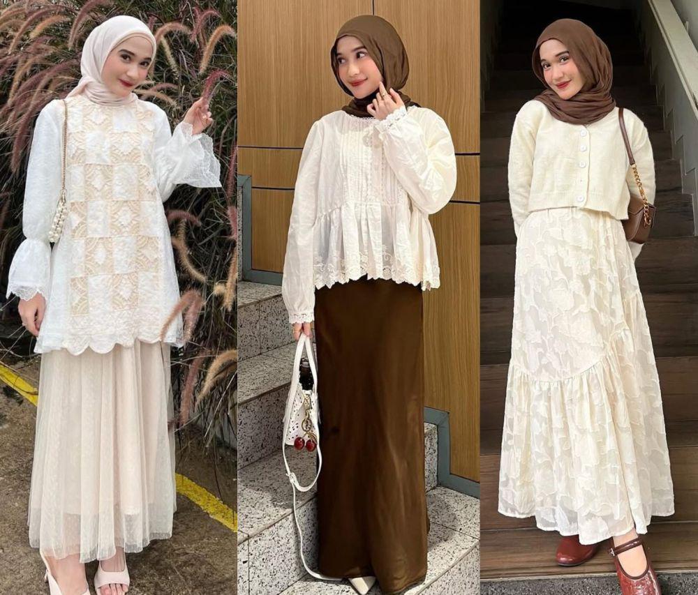 8 Inspirasi OOTD Vintage Style Hijab ala Indah Sundari